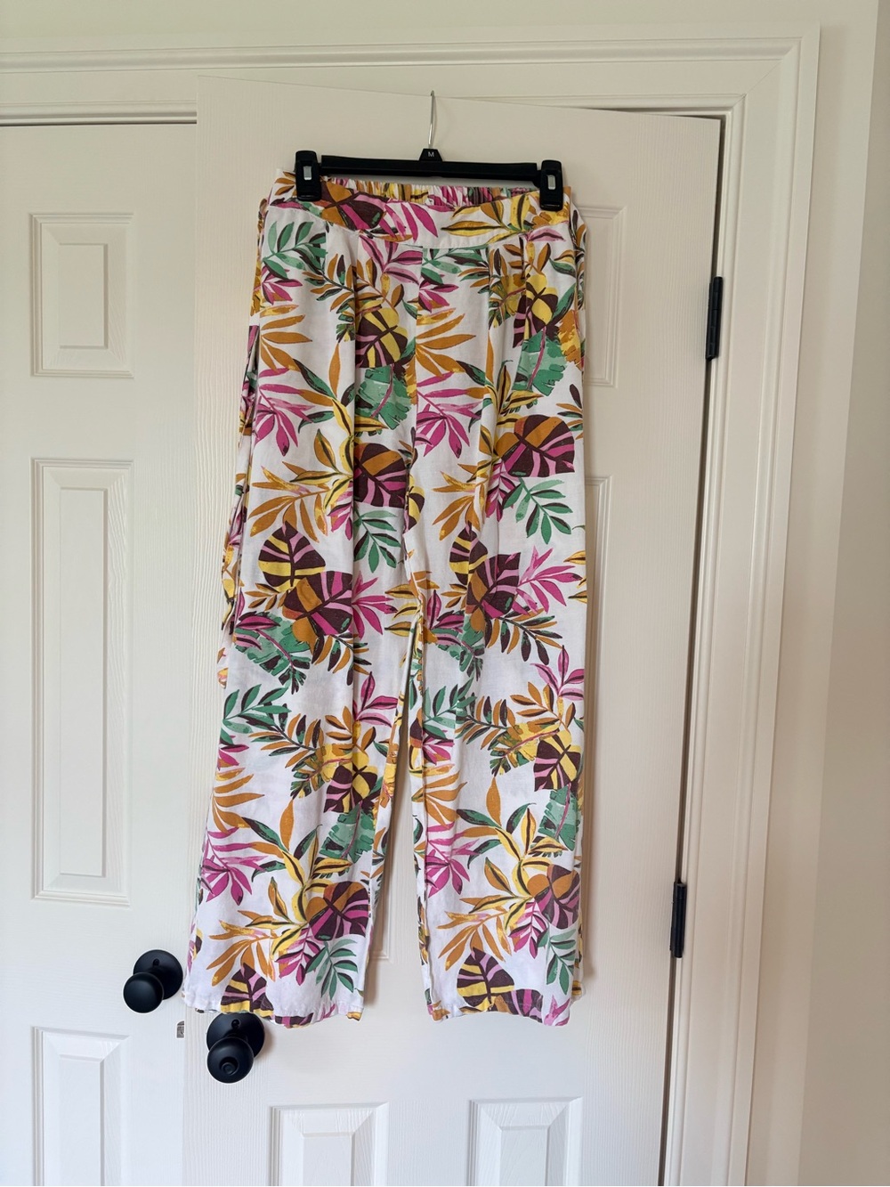 Tropical Print Wide-Leg Pants - White/Multi